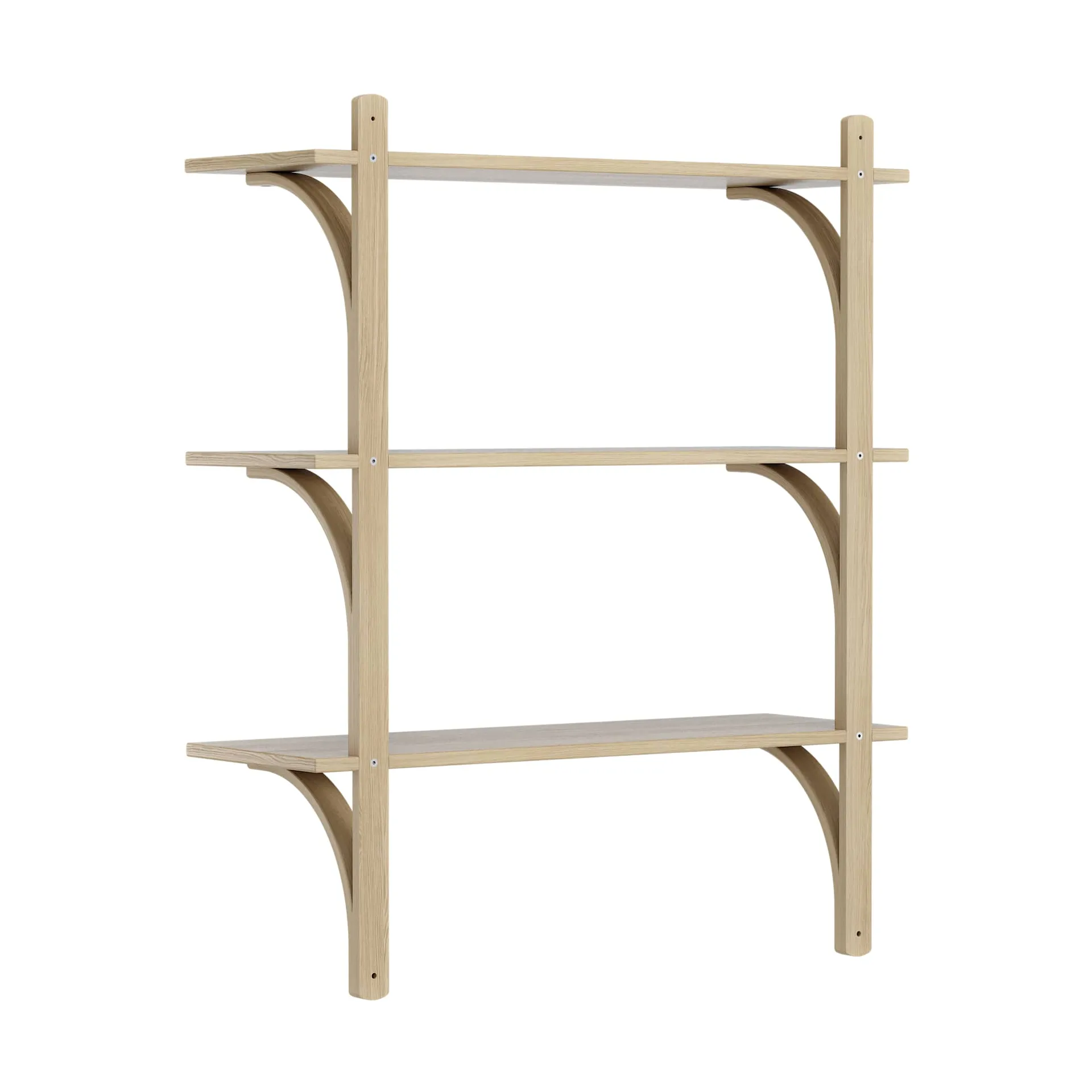 Levi shelf 3 shelves, Natural lacquered ash-brass, 90 cm Swedese