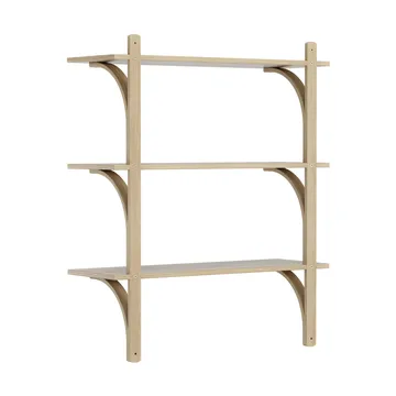 Levi shelf 3 shelves - Natural lacquered ash-brass, 90 cm - Swedese