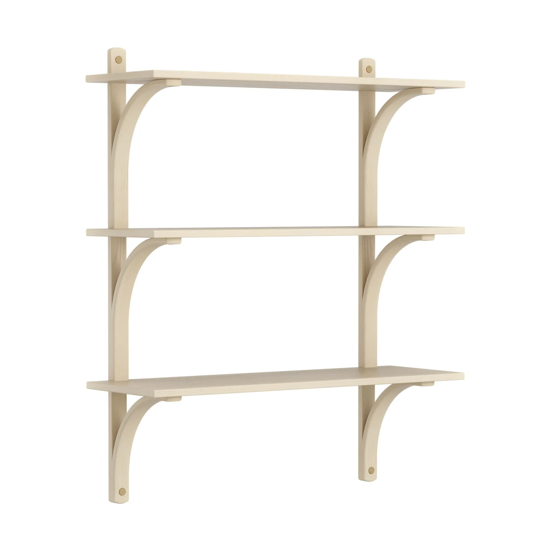 Levi shelf 3 shelves, Natural lacquered ash-brass, 90 cm Swedese
