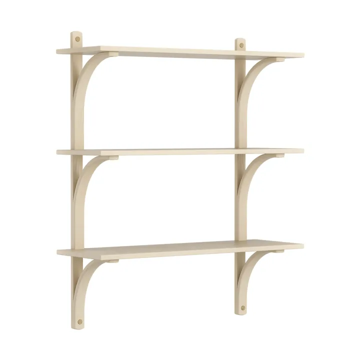 Levi shelf 3 shelves - Natural lacquered ash-brass, 90 cm - Swedese
