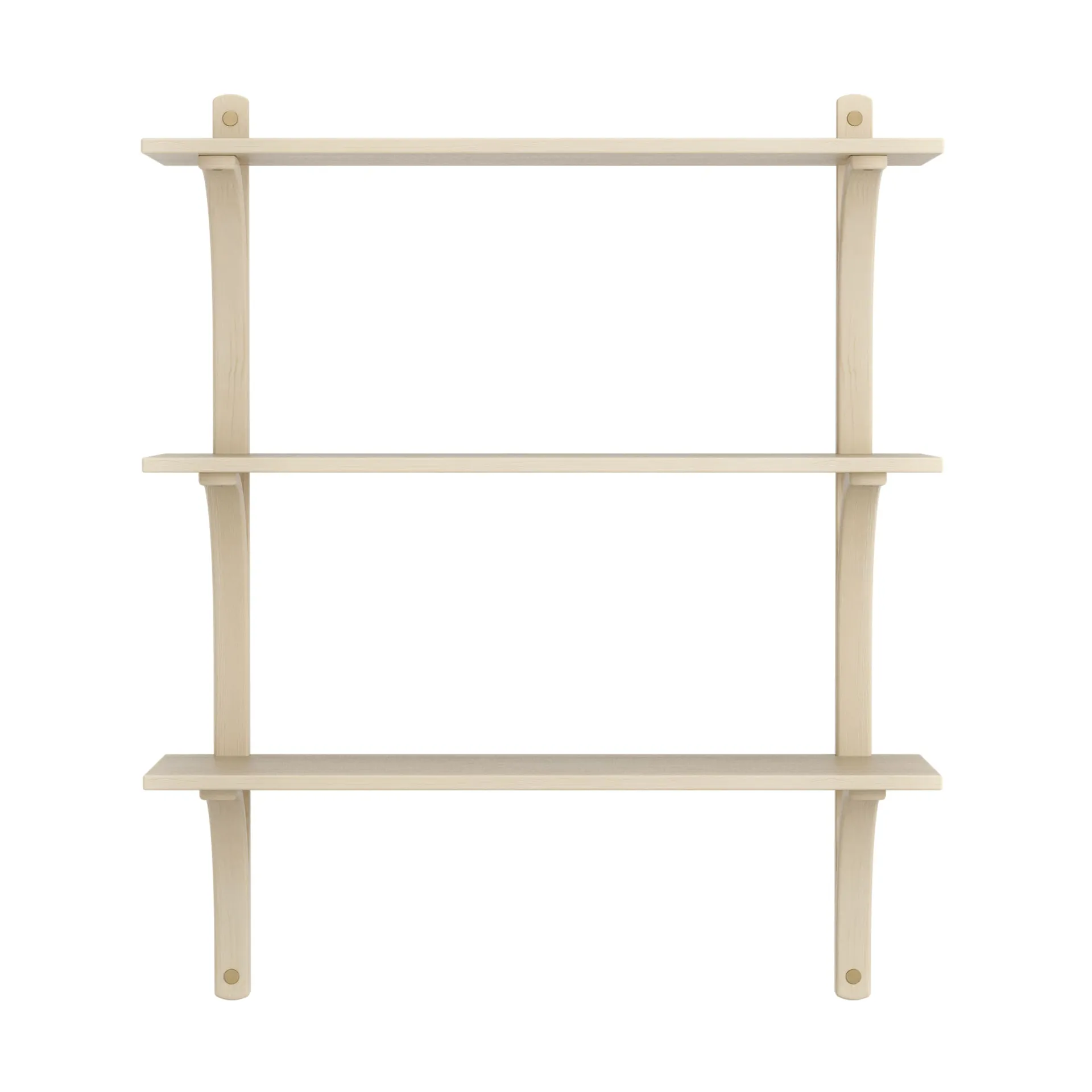 Levi shelf 3 shelves, Natural lacquered ash-brass, 90 cm Swedese