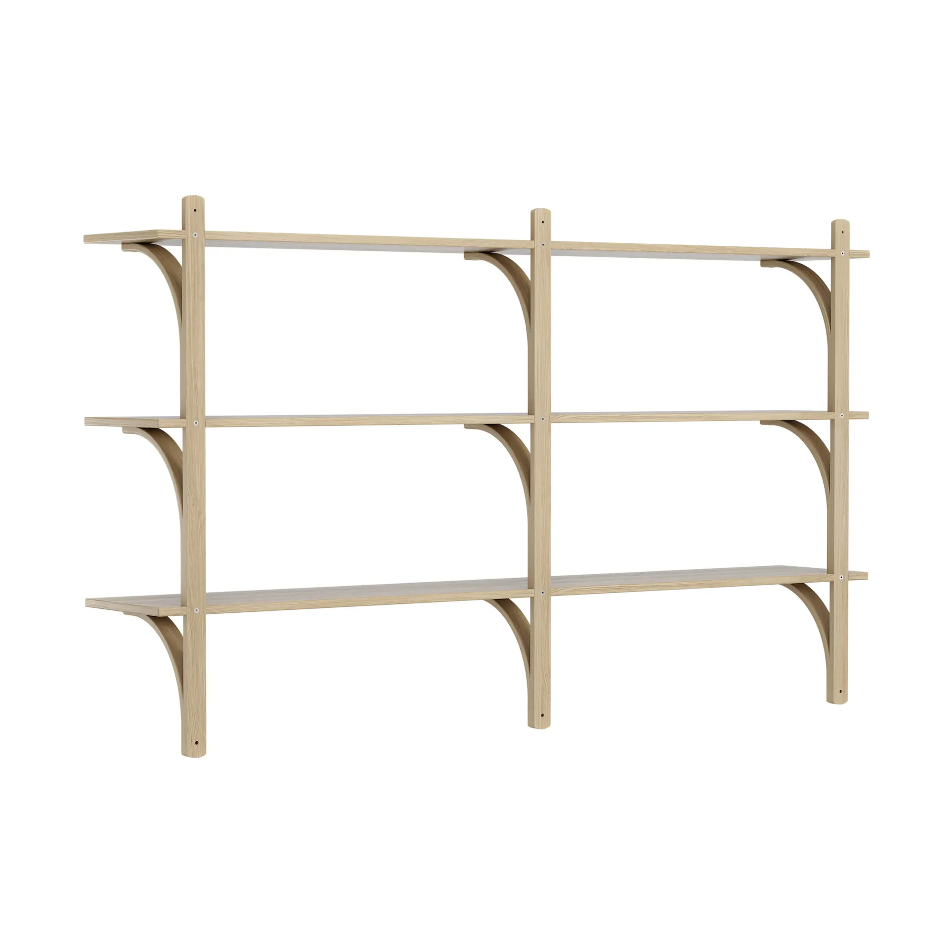 Levi shelf 3 shelves, Natural lacquered oak-aluminium, 180 cm Swedese