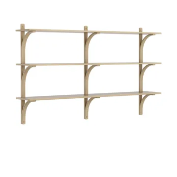 Levi shelf 3 shelves - Natural lacquered oak-brass, 180 cm - Swedese