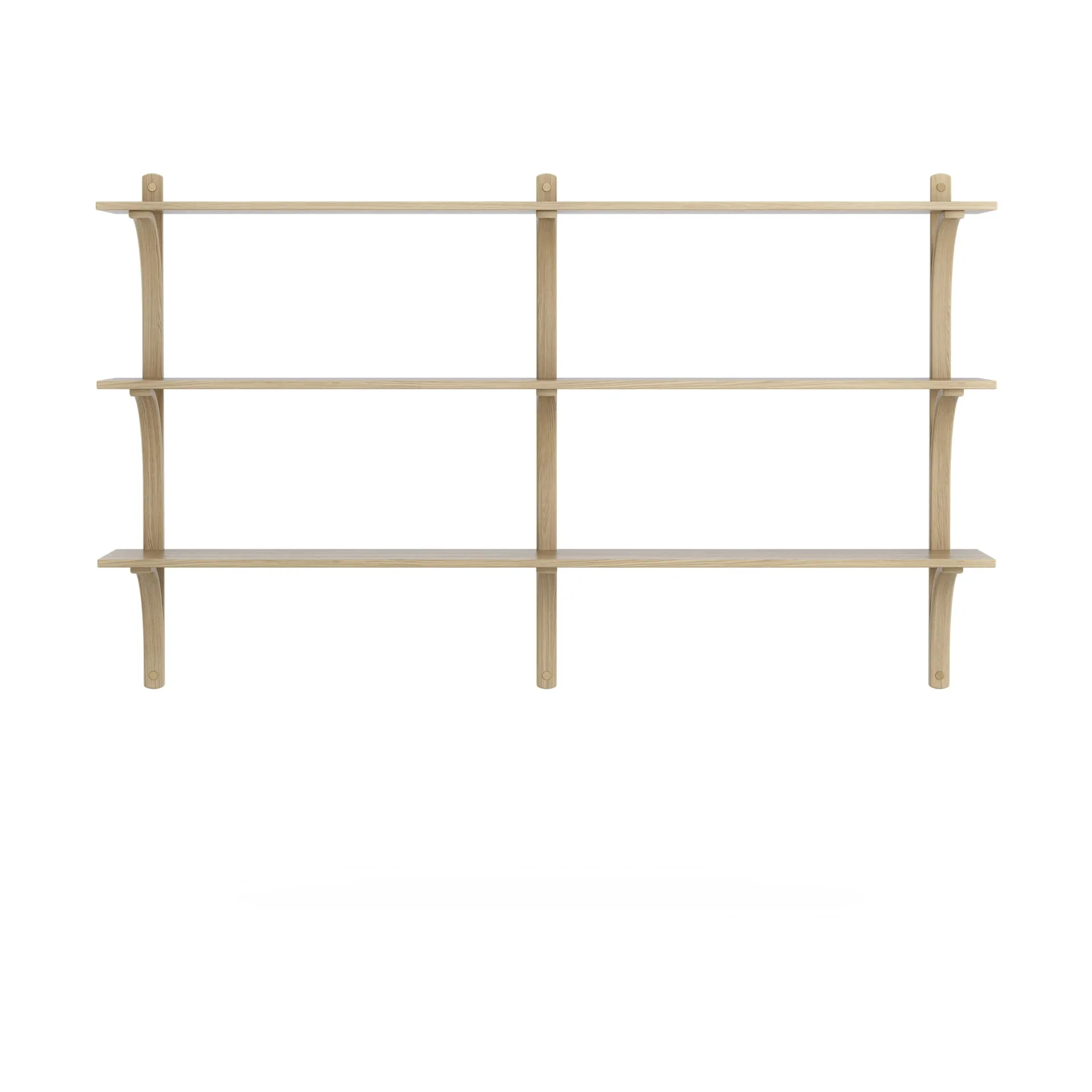 Levi shelf 3 shelves, Natural lacquered oak-brass, 180 cm Swedese
