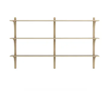 Levi shelf 3 shelves - Natural lacquered oak-brass, 180 cm - Swedese