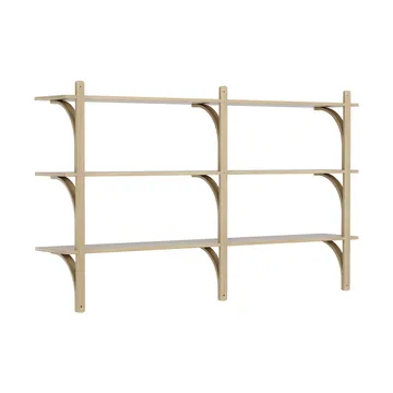 Levi shelf 3 shelves - Natural lacquered oak-brass, 180 cm - Swedese