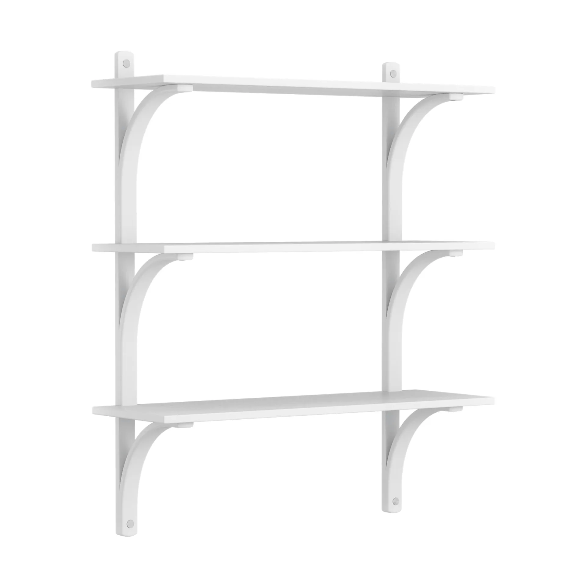 Levi shelf 3 shelves, White lacquered ash-aluminium, 90 cm Swedese