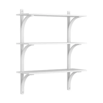 Levi shelf 3 shelves - White lacquered ash-aluminium, 90 cm - Swedese
