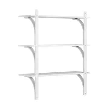 Levi shelf 3 shelves - White lacquered ash-aluminium, 90 cm - Swedese