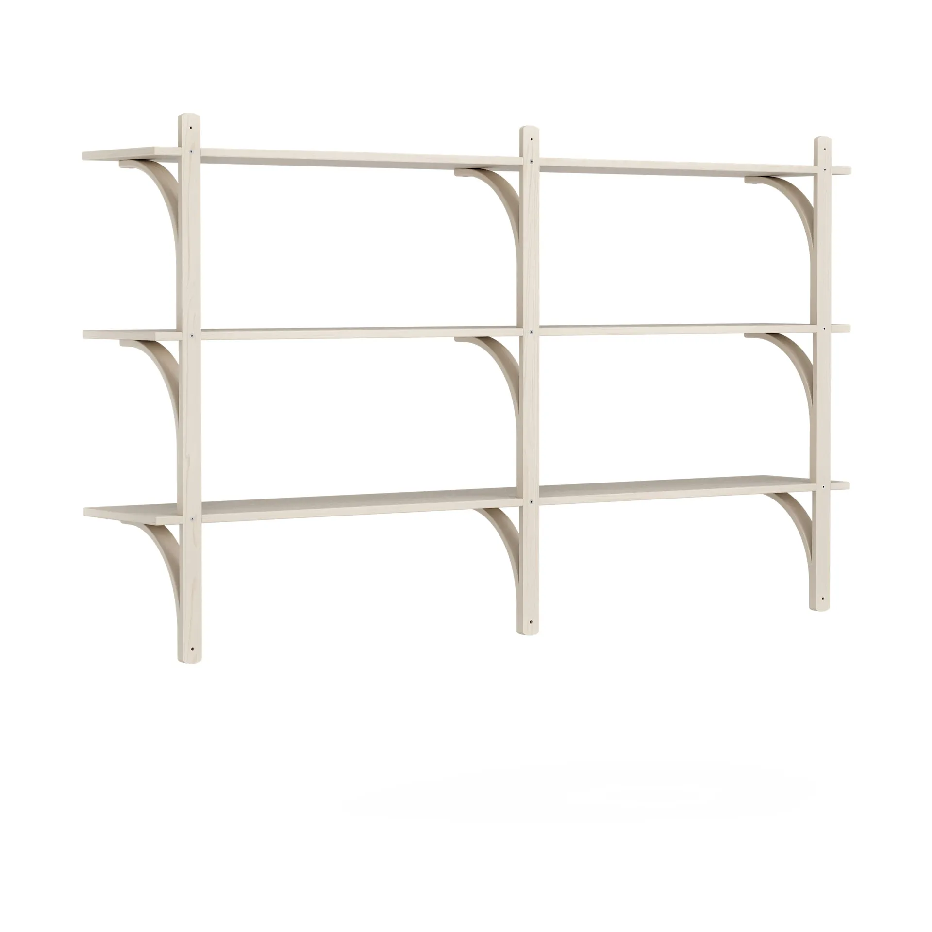 Levi shelf 3 shelves, White pigmented ash-aluminium, 180 cm Swedese