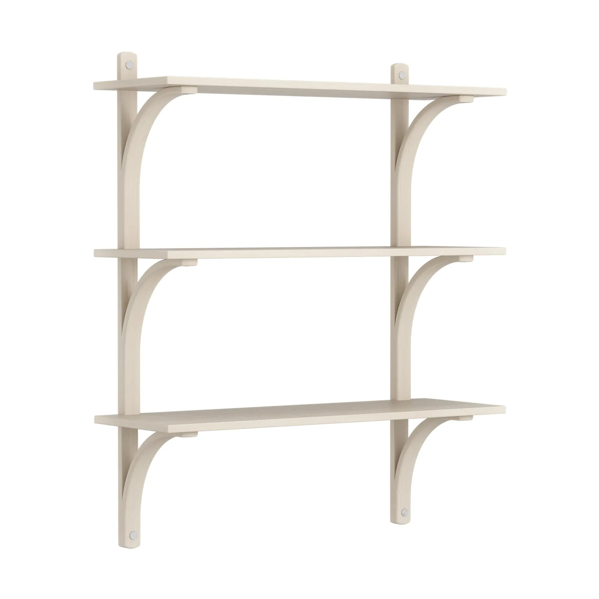 Levi shelf 3 shelves, White-pigmented ash-aluminium, 90 cm Swedese