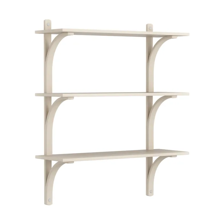 Levi shelf 3 shelves - White-pigmented ash-aluminium, 90 cm - Swedese