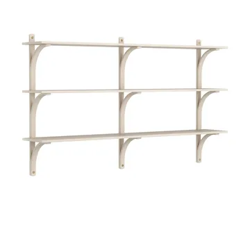 Levi shelf 3 shelves - White pigmented ash-brass, 180 cm - Swedese