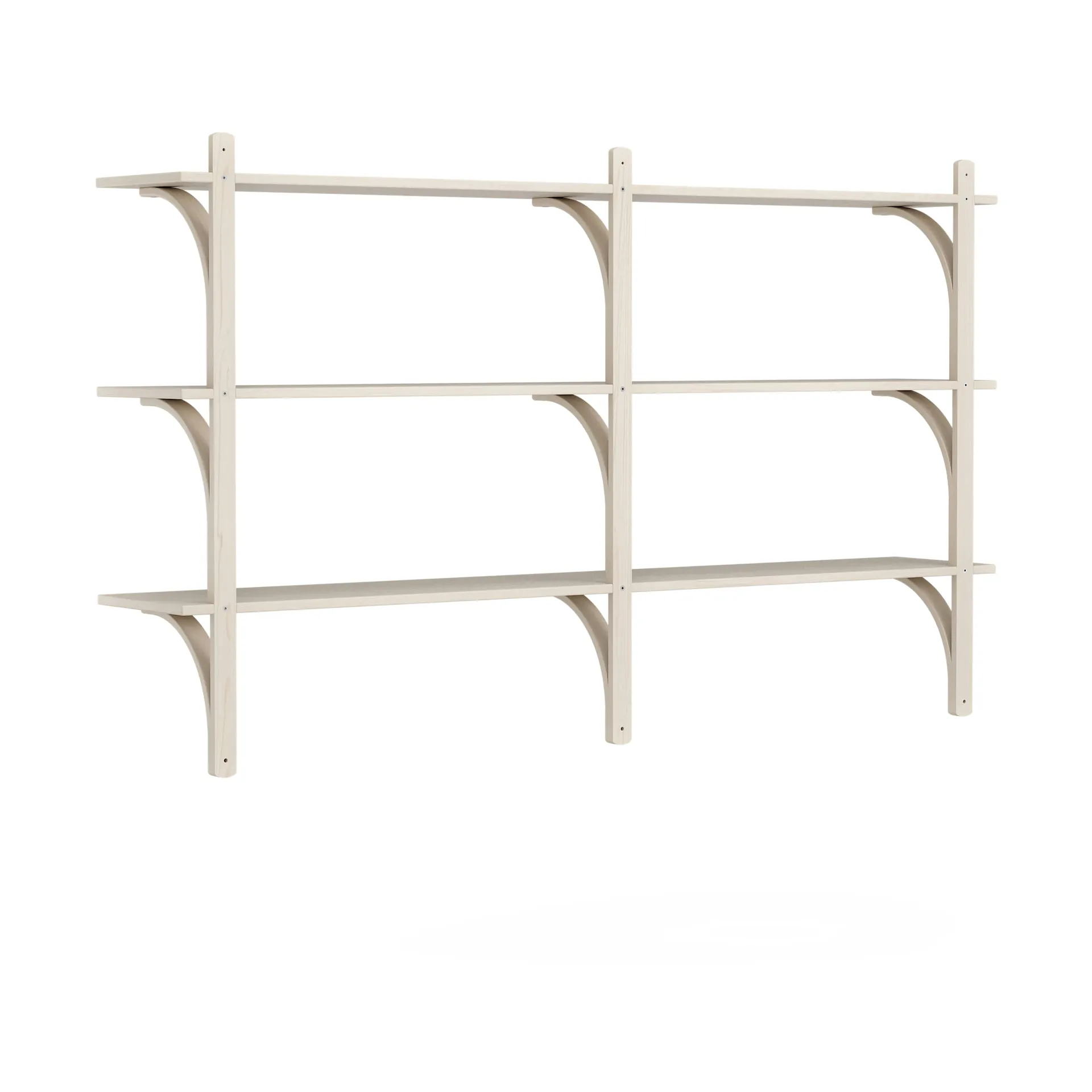 Levi shelf 3 shelves, White pigmented ash-brass, 180 cm Swedese