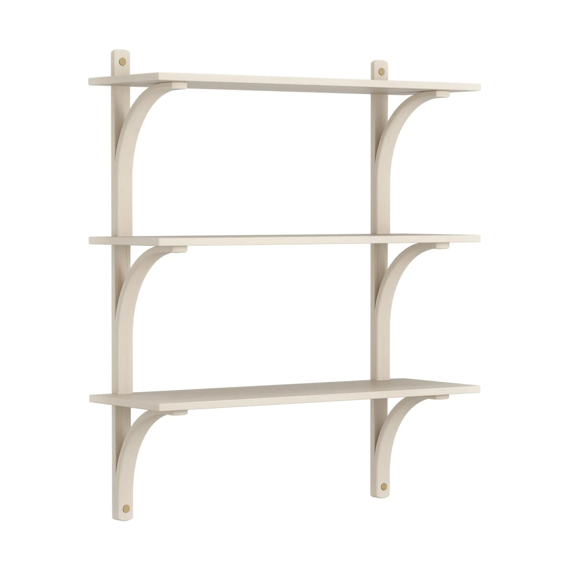 Levi shelf 3 shelves, White pigmented ash-brass, 90 cm Swedese
