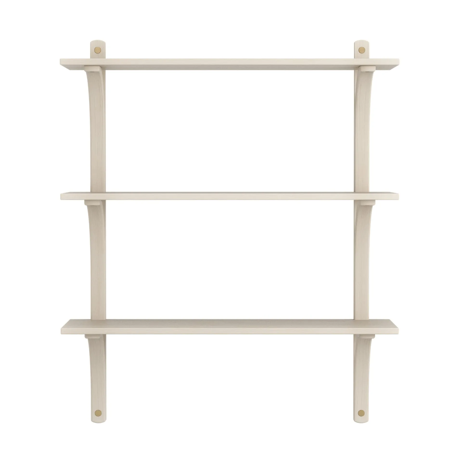 Levi shelf 3 shelves, White pigmented ash-brass, 90 cm Swedese