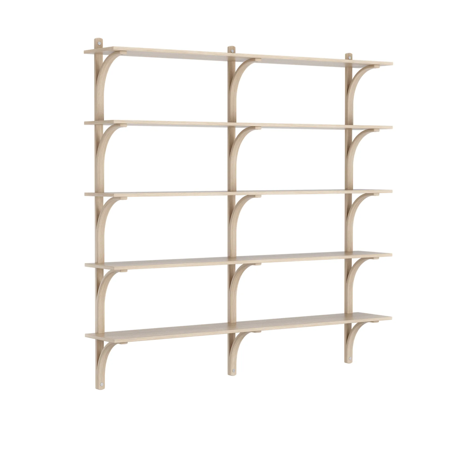 Levi shelf 3 shelves, White pigmented oak-aluminium, 180 cm Swedese
