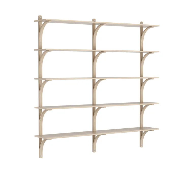 Levi shelf 3 shelves - White pigmented oak-aluminium, 180 cm - Swedese