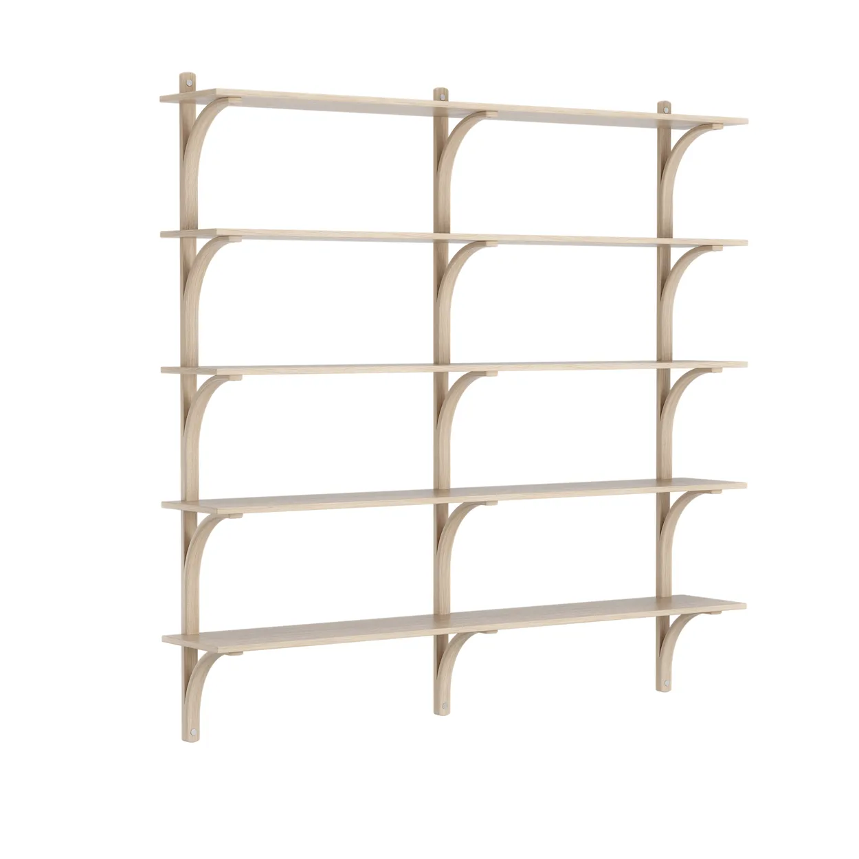 Swedese Levi shelf 3 shelves White pigmented oak-aluminium, 180 cm