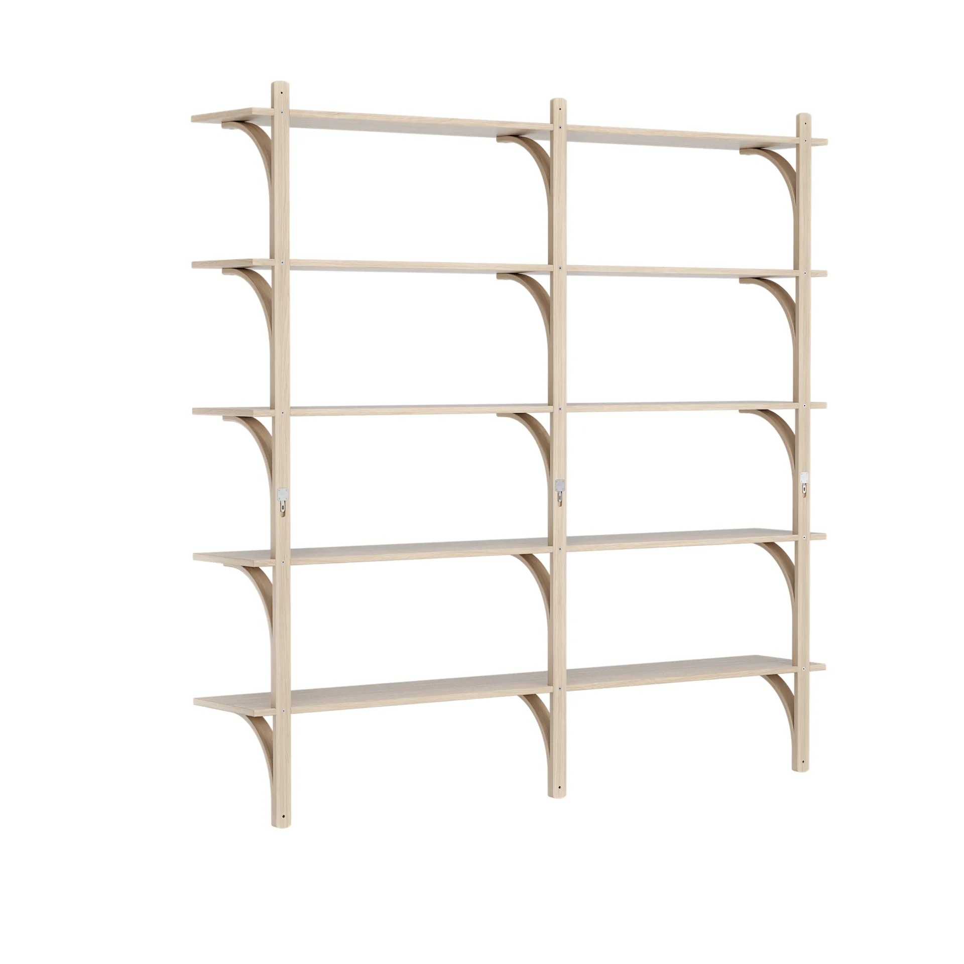 Levi shelf 3 shelves, White pigmented oak-aluminium, 180 cm Swedese