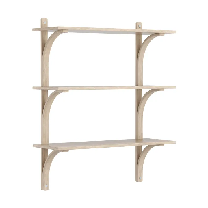 Levi shelf 3 shelves - White-pigmented oak-aluminum, 90 cm - Swedese