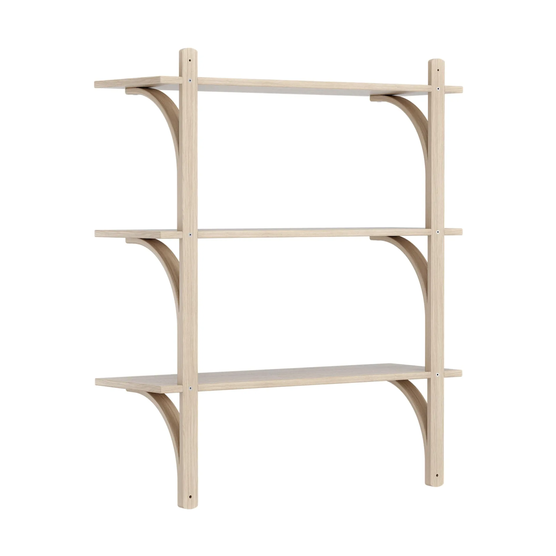 Levi shelf 3 shelves, White-pigmented oak-aluminum, 90 cm Swedese