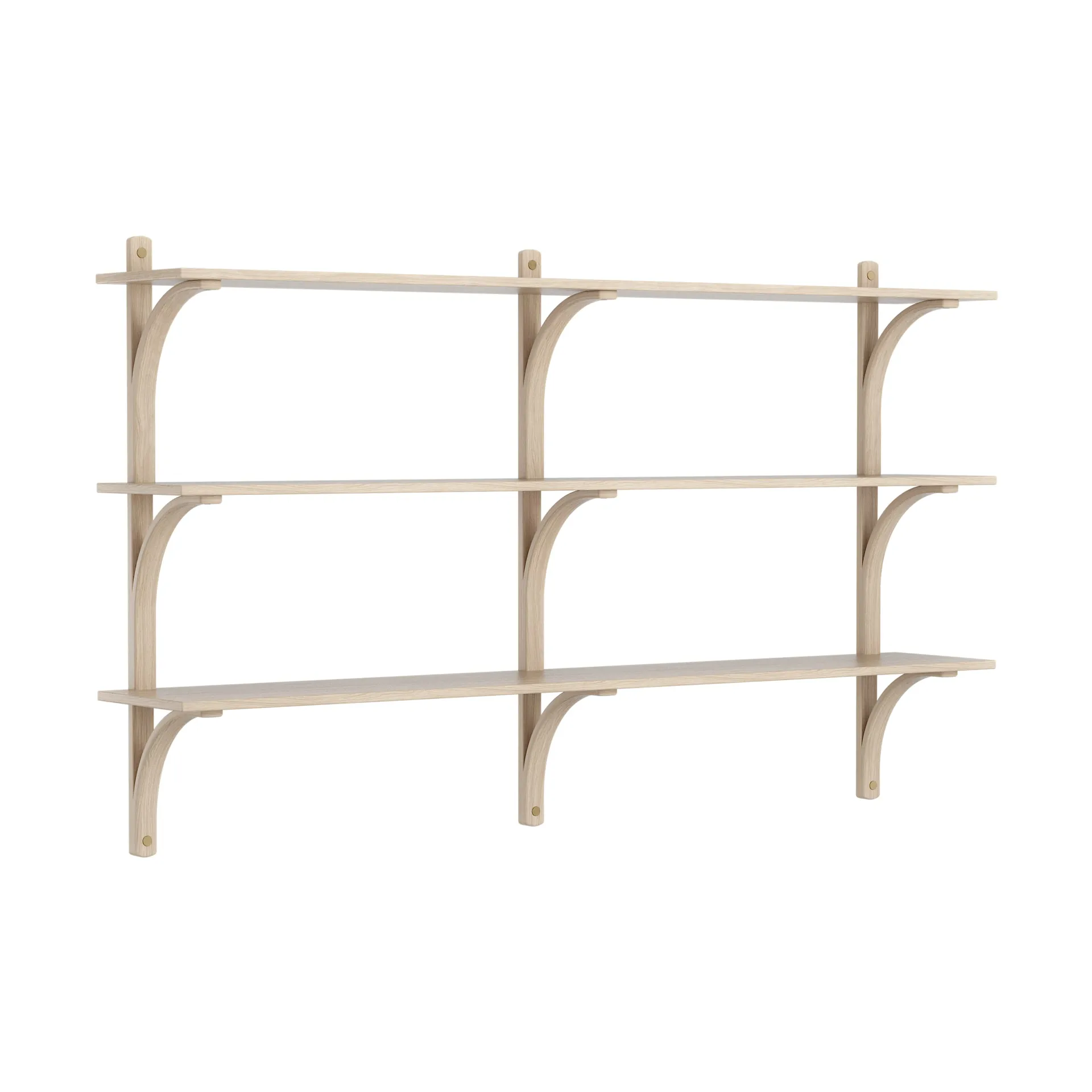 Levi shelf 3 shelves, White-pigmented oak-brass, 180 cm Swedese