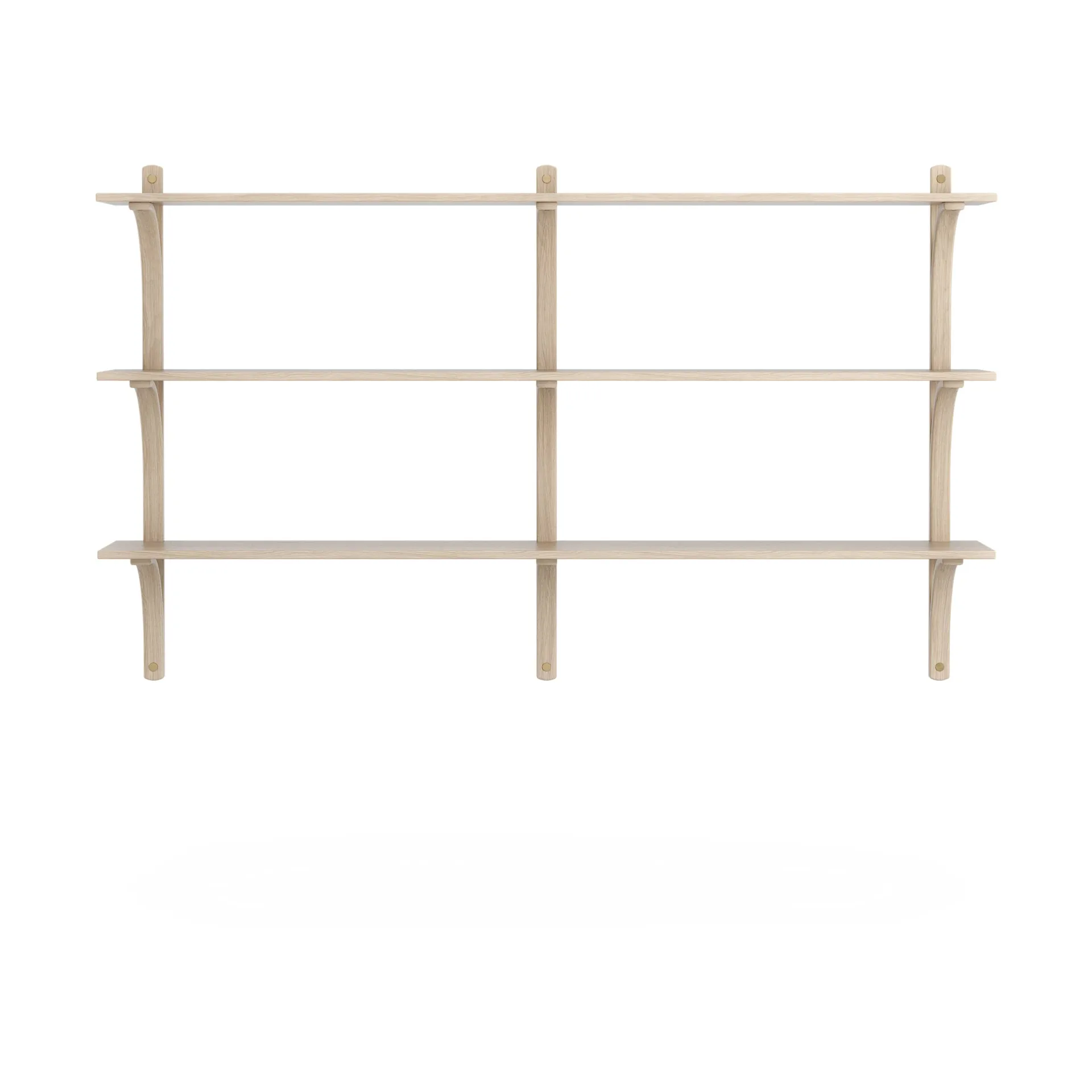 Levi shelf 3 shelves, White-pigmented oak-brass, 180 cm Swedese