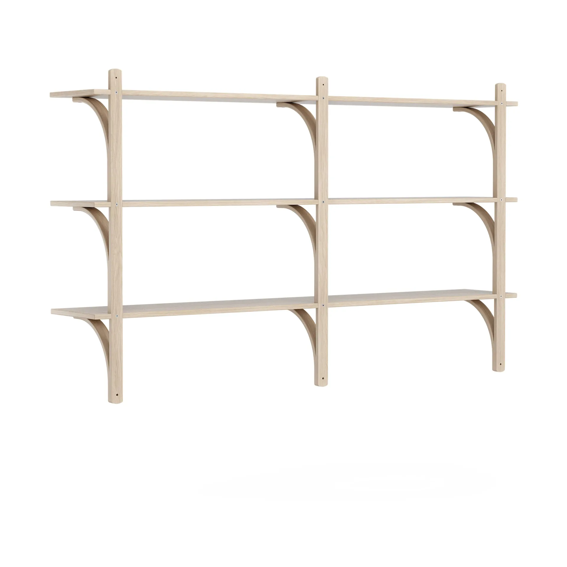 Levi shelf 3 shelves, White-pigmented oak-brass, 180 cm Swedese