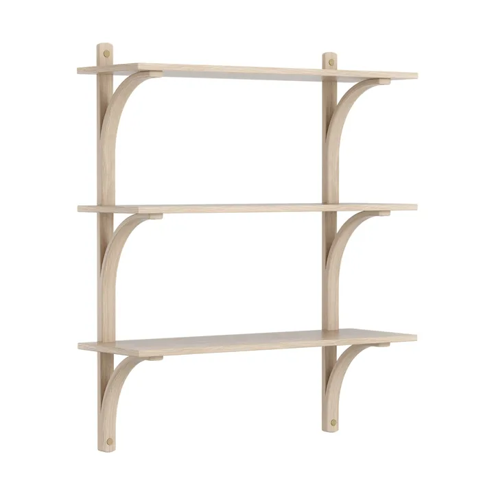 Levi shelf 3 shelves - White-pigmented oak-brass, 90 cm - Swedese