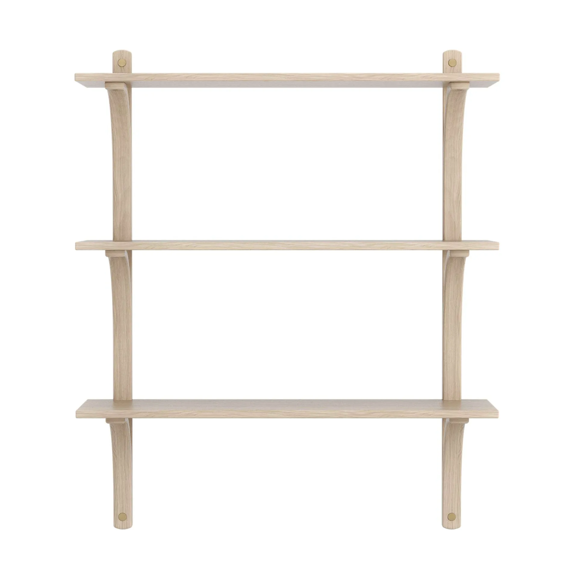 Levi shelf 3 shelves, White-pigmented oak-brass, 90 cm Swedese