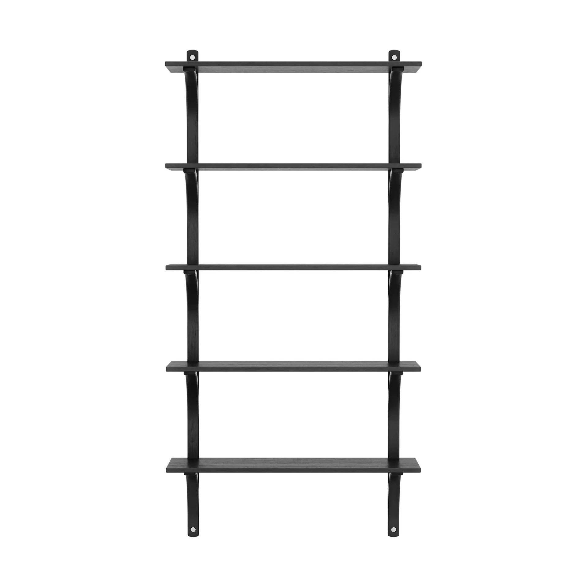 Levi shelf 5 shelves, Black stained ash-aluminium, 90 cm Swedese
