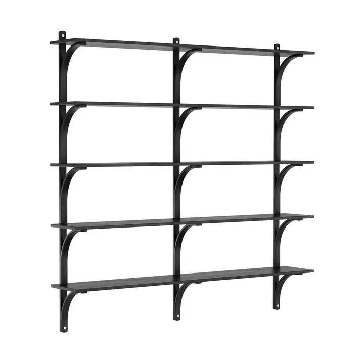 Levi shelf 5 shelves - Black-stained ash-aluminum, 180 cm - Swedese