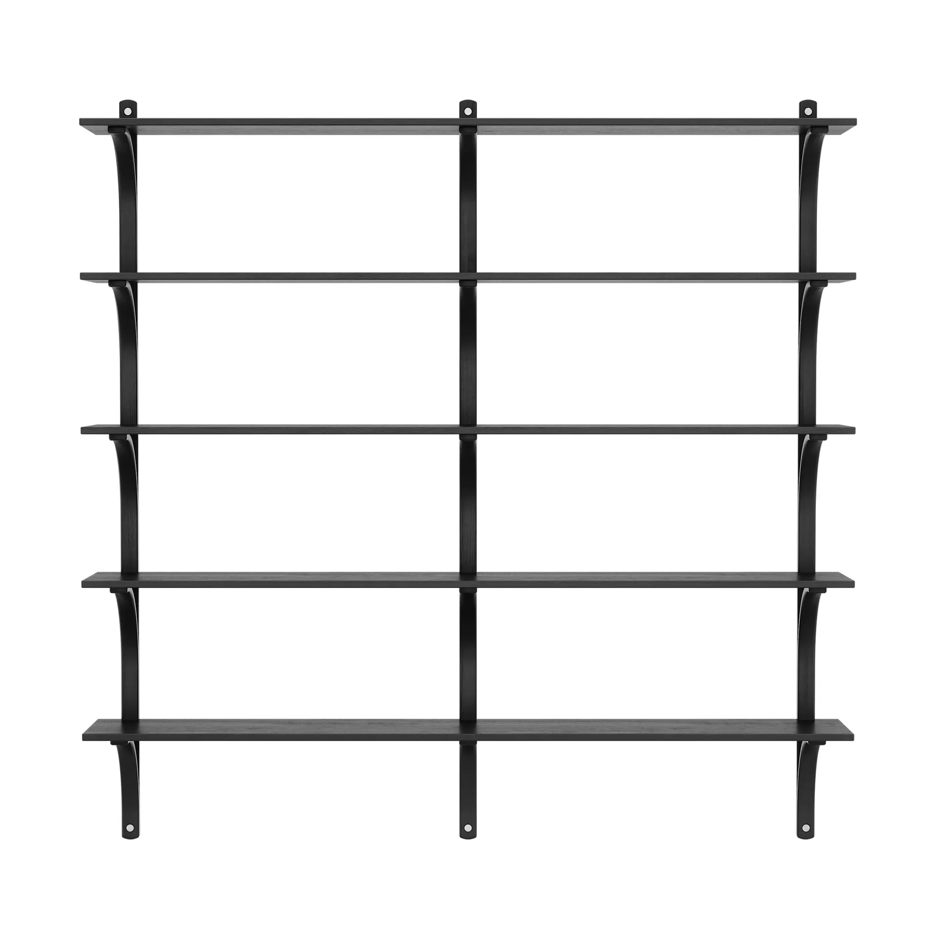 Levi shelf 5 shelves, Black-stained ash-aluminum, 180 cm Swedese