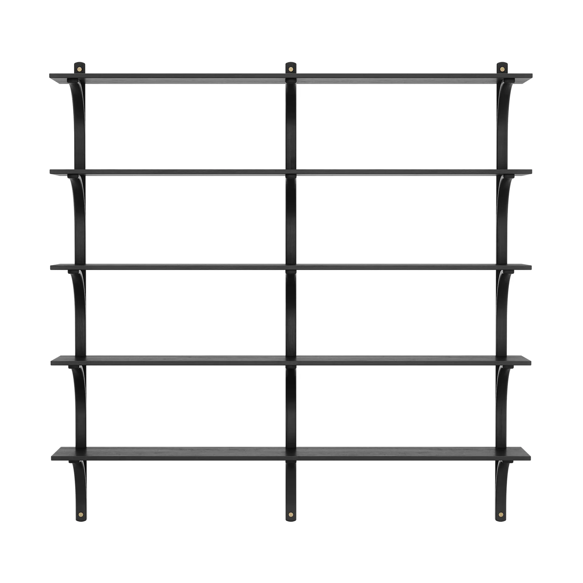 Levi shelf 5 shelves, Black-stained ash-brass, 180 cm Swedese