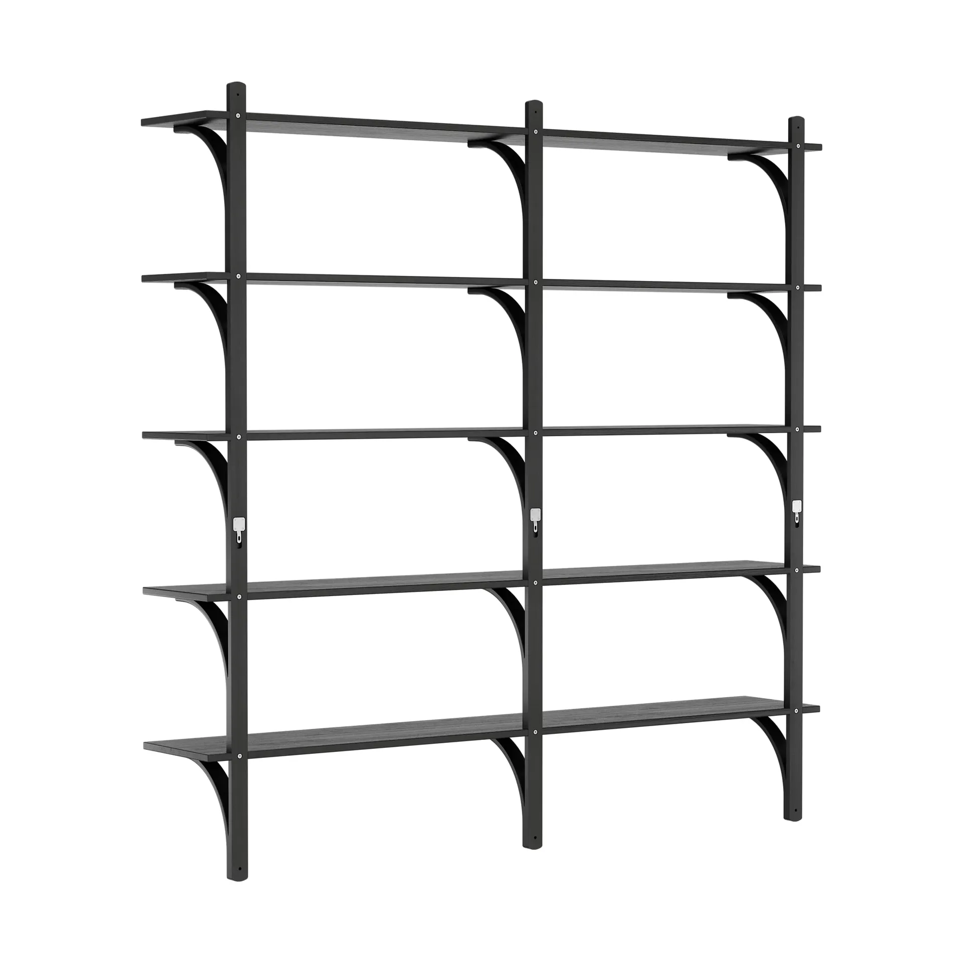 Levi shelf 5 shelves, Black-stained ash-brass, 180 cm Swedese