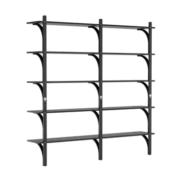 Levi shelf 5 shelves - Black-stained ash-brass, 180 cm - Swedese