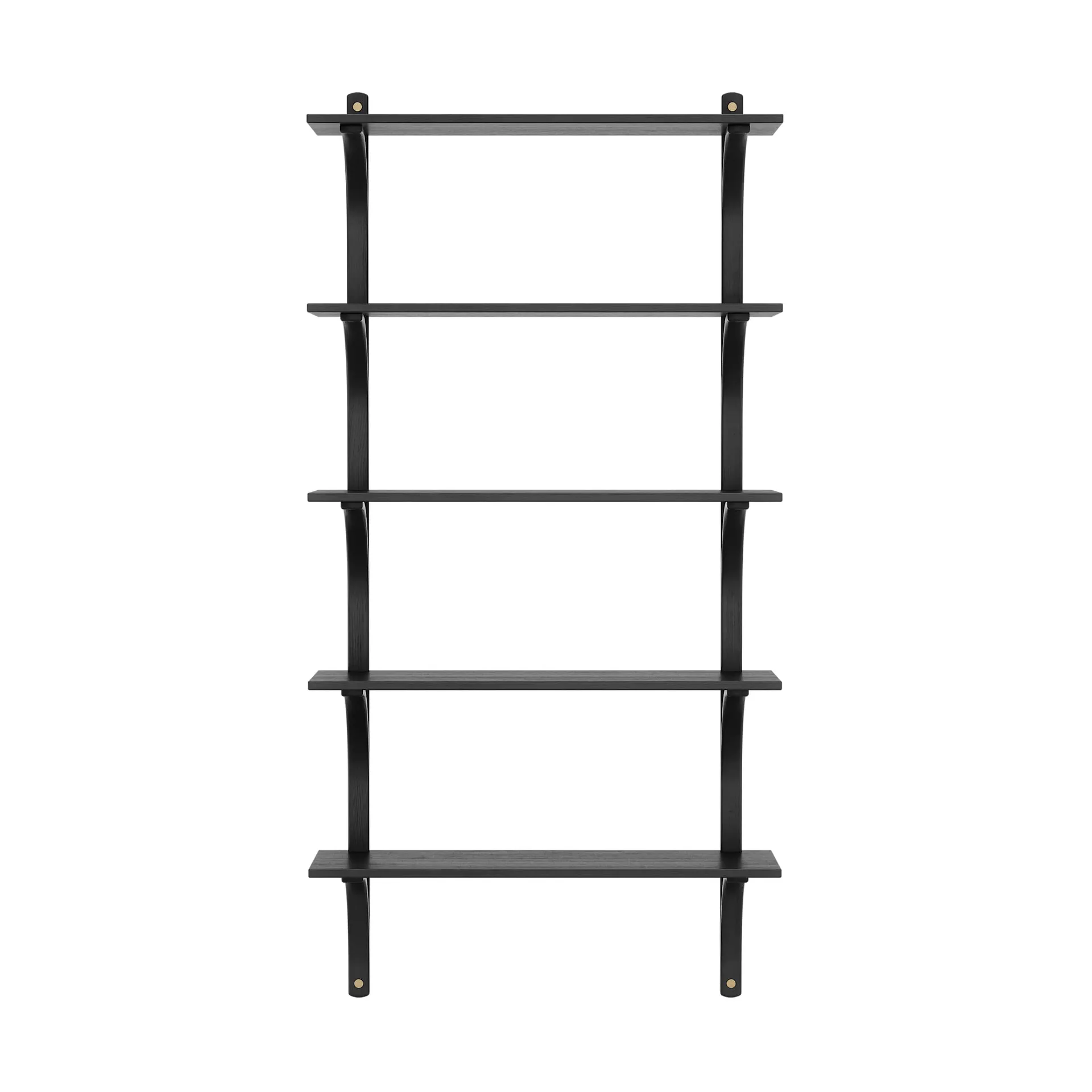 Levi shelf 5 shelves, Black-stained ash-brass, 90 cm Swedese