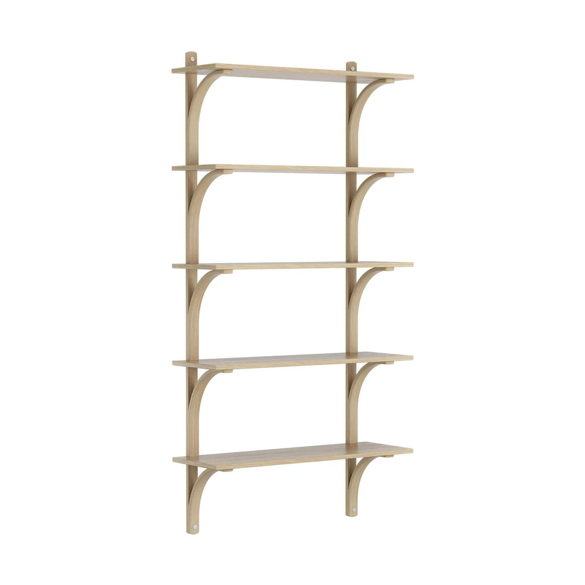 Levi shelf 5 shelves, Clear lacquered oak-aluminium, 90 cm Swedese