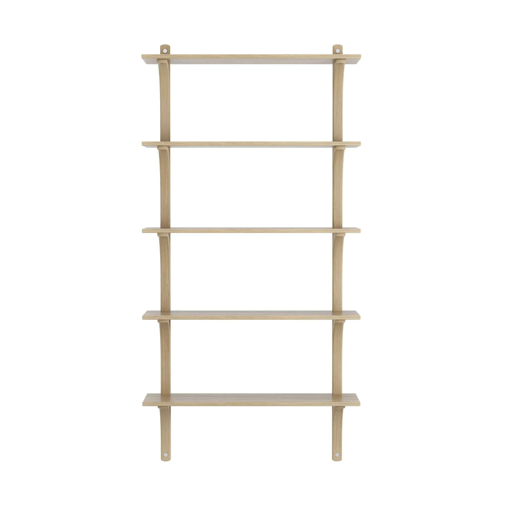 Levi shelf 5 shelves, Clear lacquered oak-aluminium, 90 cm Swedese