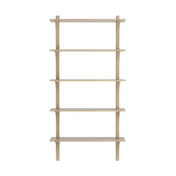 Levi shelf 5 shelves - Clear lacquered oak-aluminium, 90 cm - Swedese