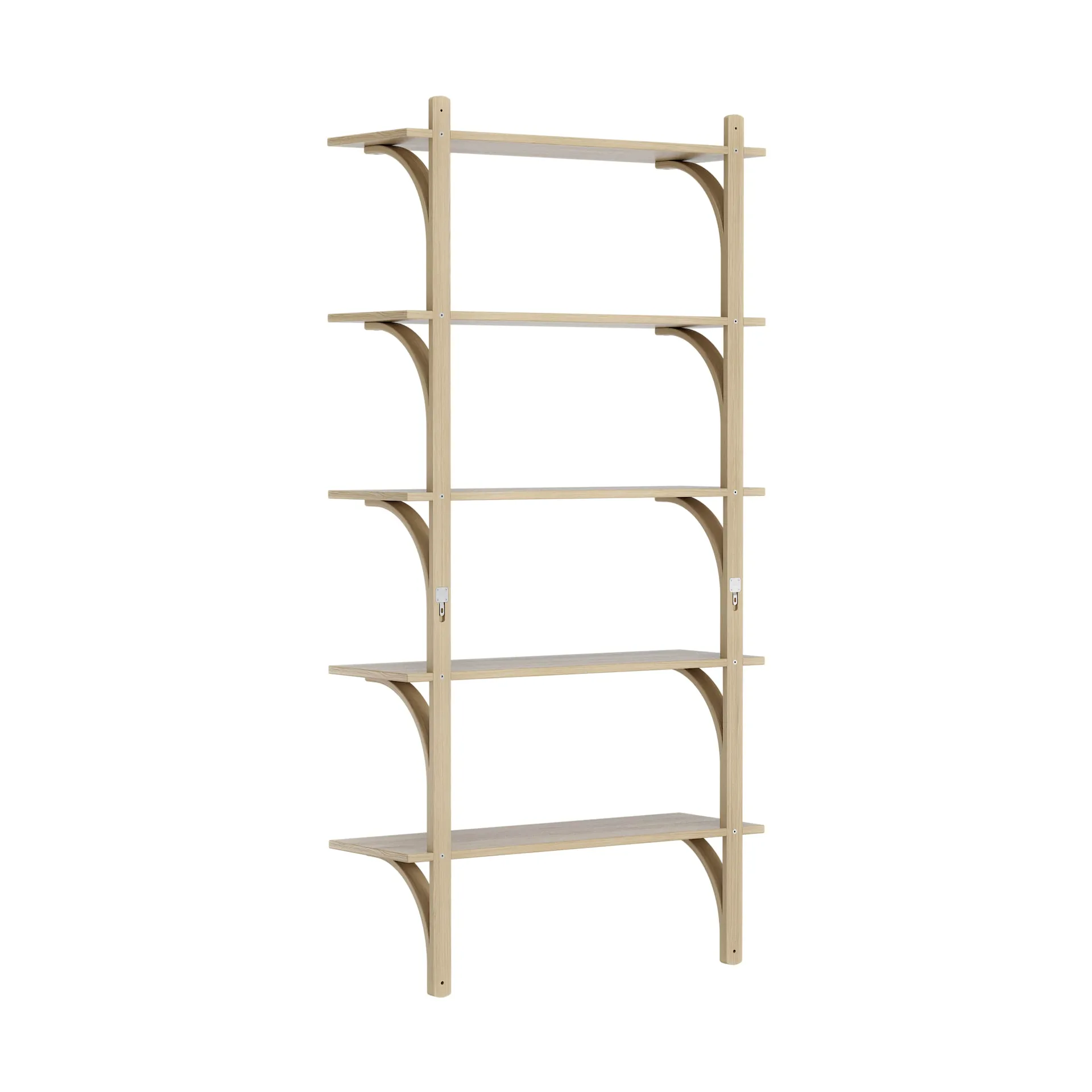Levi shelf 5 shelves, Clear lacquered oak-aluminium, 90 cm Swedese