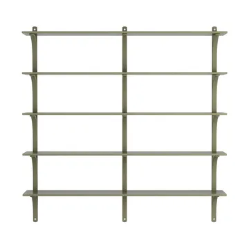 Levi shelf 5 shelves - Moss green-aluminium, 180 cm - Swedese