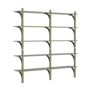 Levi shelf 5 shelves - Moss green-aluminium, 180 cm - Swedese