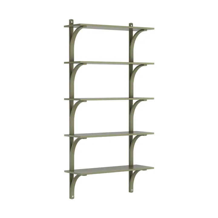 Levi shelf 5 shelves - Moss green-aluminium, 90 cm - Swedese