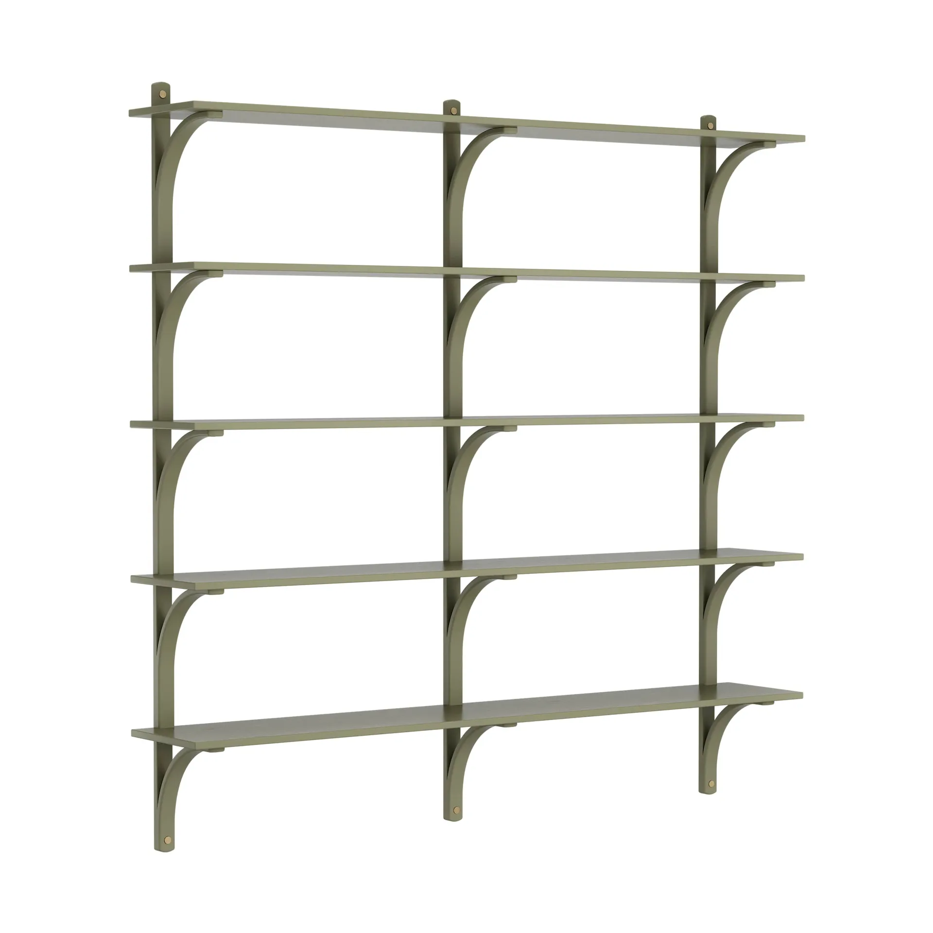 Levi shelf 5 shelves, Moss green-brass, 180 cm Swedese