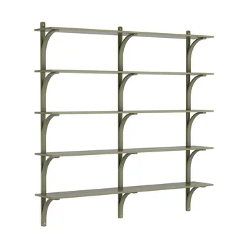 Levi shelf 5 shelves - Moss green-brass, 180 cm - Swedese