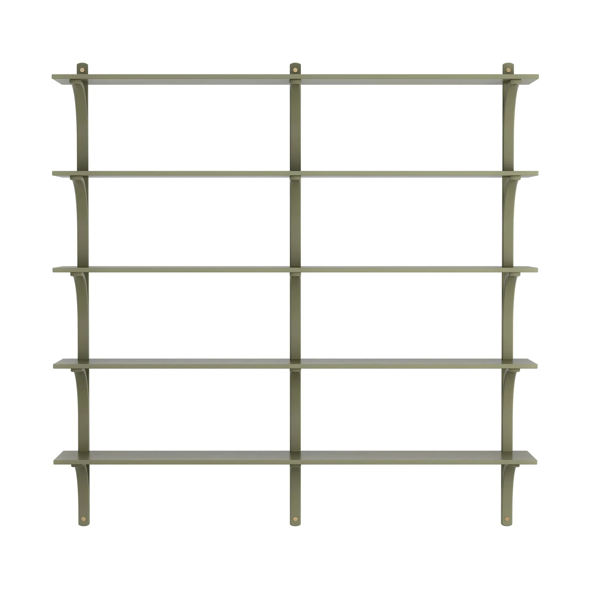 Levi shelf 5 shelves, Moss green-brass, 180 cm Swedese