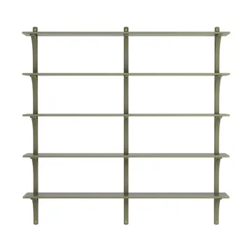 Levi shelf 5 shelves - Moss green-brass, 180 cm - Swedese