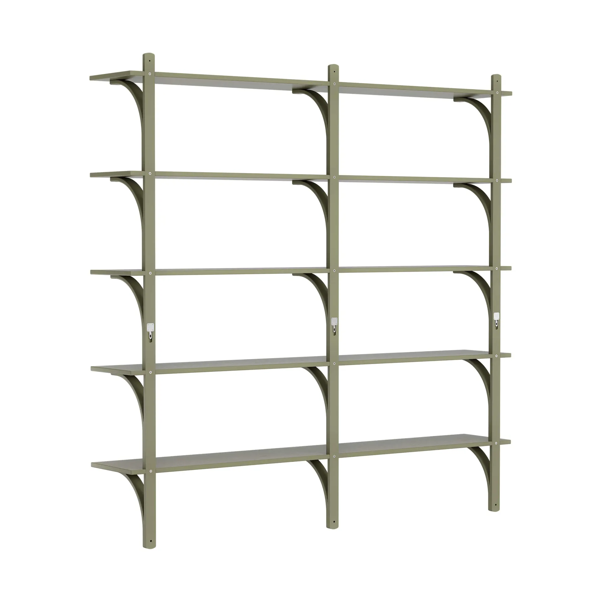 Levi shelf 5 shelves, Moss green-brass, 180 cm Swedese